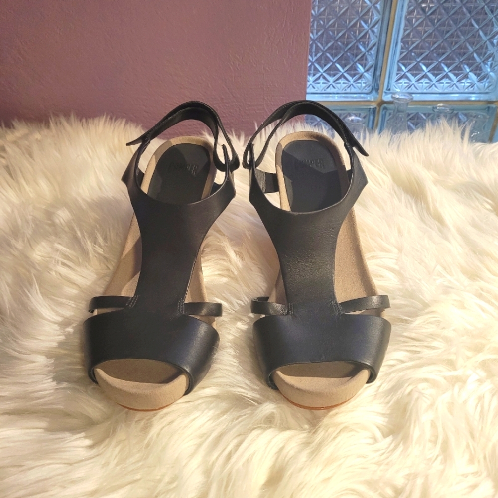 Camper Allegra open-toe strappy wedge block heel  sandals  sz 41(10)